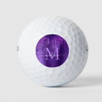 Chic Purple Dripping Glitter Brush Metal Monogram