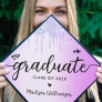Chic Purple Dripping Glitter Modern Script Hearts Graduation Cap Topper