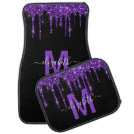 Chic Purple Dripping Glitter Monogram Name Car Floor Mat Chic Purple Dripping Glitter Monogram Name Car Floor Mat