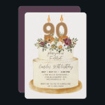 Chic Purple Fall Autumn 90th Birthday Cake Invitation<br><div class="desc">Celebrate a feminine fall 90th birthday with our chic invitation. Design features a rustic cake decorated with autumn flowers, leaves and candles with the number 90 all for the ultimate chic look. All text is 100% customizable. If you need extra pieces for this collection please contact me, happy to help!...</div>