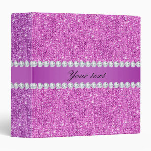 Chic Purple Faux Sequins and Diamonds Binder