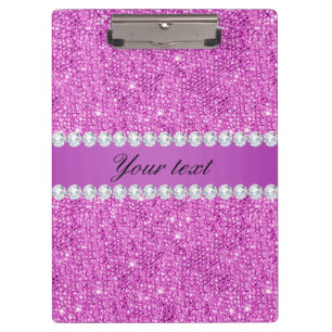 Chic Purple Faux Sequins and Diamonds Clipboard