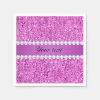 Chic Purple Faux Sequins And Diamonds Paper Napkins by glamgoodies at Zazzle