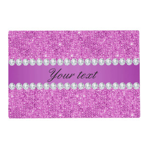 Chic Purple Faux Sequins and Diamonds Placemat