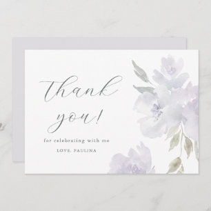 Chic Purple Floral Birthday Quinceañera Thank You Invitation