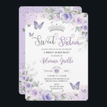 Chic Purple Floral Butterflies Sweet Sixteen 16th Invitation<br><div class="desc">Personalize this soft lavender, purple lilac floral Sweet 16 birthday invitation easily and quickly. Simply click the "Edit Using Design Tools" button to modify the text, wording, font style, font size, and font color. You can also add or remove text, and move or remove images. The butterflies and crown are...</div>