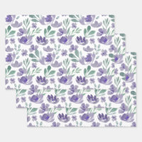 Boho Wedding Sage Watercolor Floral Bridal Shower Wrapping Paper