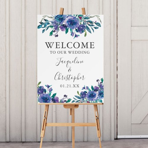 Chic Purple Floral Modern Welcome to Our Wedding Foam Board