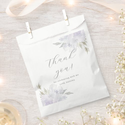 Chic Purple Floral Quinceanera Birthday Thank You Favor Bag