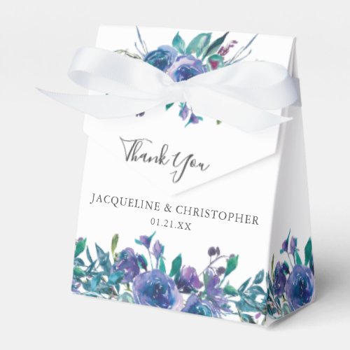 Chic Purple Floral Watercolor Modern Wedding Favor Boxes