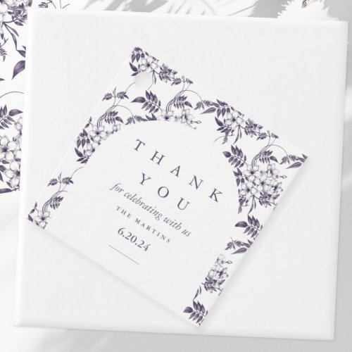 Chic Purple Floral Wedding Thank You Favor Tags