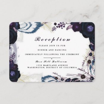 Chic Purple Floral Winter Reception Card by Jujulili at Zazzle