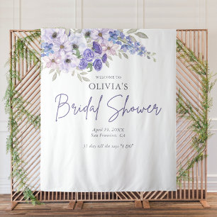 Chic Purple Flower Gown Bridal Shower Welcome Tapestry
