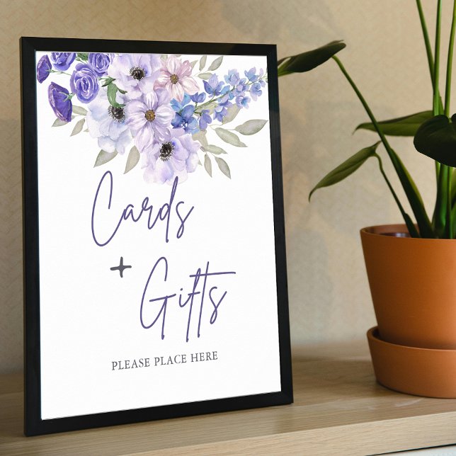 Chic Purple Flower Script Bridal Shower Favors Poster (Chic Purple Flower Script Bridal Shower Favors Poster)
