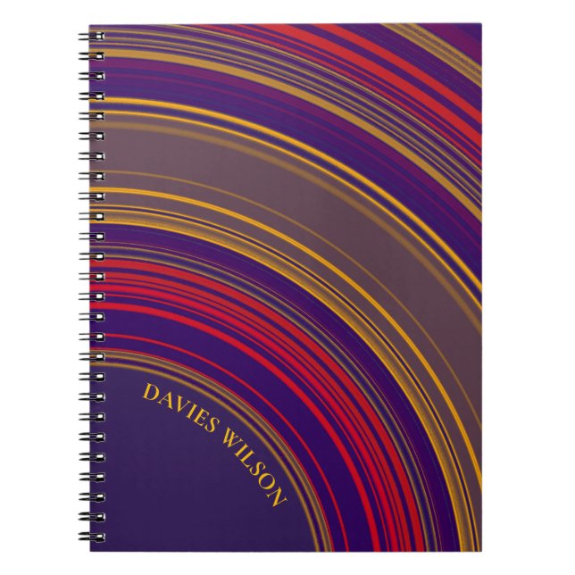 Chic purple geometric pattern custom name notebook (Front)