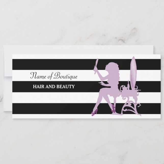 Chic Purple Girl Stripes Salon Gift Certificate (Front)