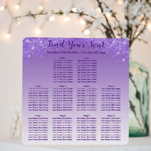 Chic Purple Glitter 10 Tables Seating Chart Foam Board