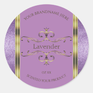 Chic Purple Glitter and Gold Ornate Product Labels