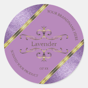 Chic Purple Glitter and Gold Ornate Product Labels