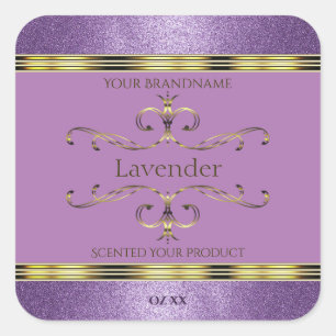 Chic Purple Glitter and Gold Ornate Product Labels