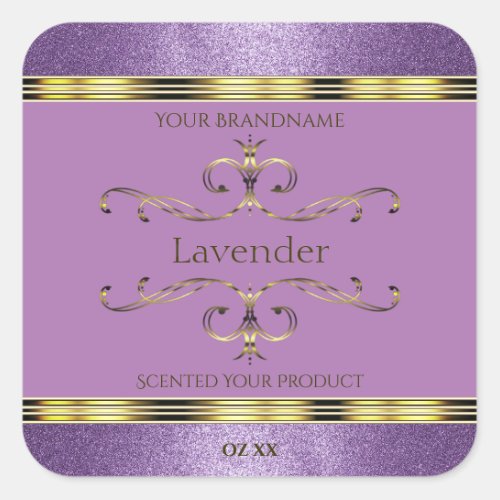 Chic Purple Glitter and Gold Ornate Product Labels
