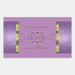 Chic Purple Glitter and Gold Ornate Product Labels