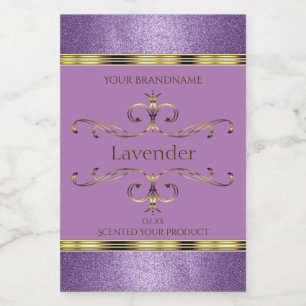Chic Purple Glitter and Gold Ornate Product Labels