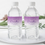 Chic Purple Glitter Drip 30th Birthday Party Water Bottle Label<br><div class="desc">These chic 30th birthday party water bottle labels feature a sparkly purple faux glitter drip border and purple ombre background. Personalize them with her name in purple handwriting script,  with her birthday and date below in sans serif font.</div>