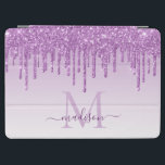 Chic Purple Glitter Drips Sparkle Monogram Script iPad Air Cover<br><div class="desc">Modern Elegant Purple Violet Drips Glitter Sparkle Monogram Script iPad Smart Cover</div>