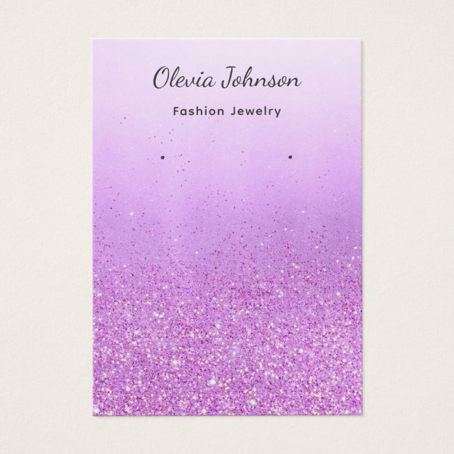 Chic Purple glitter jewelry earring display card  (Front)