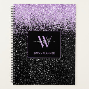 Chic Purple Glitter Monogram Name 2022 Planner