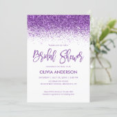 Chic Purple Glitter Sparkle Confetti Bridal Shower Invitation (Standing Front)
