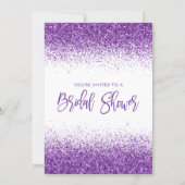 Chic Purple Glitter Sparkle Confetti Bridal Shower Invitation (Back)