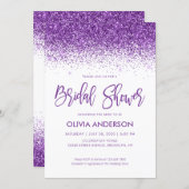Chic Purple Glitter Sparkle Confetti Bridal Shower Invitation (Front/Back)