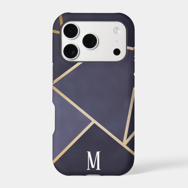 Chic Purple & Gold Abstract Monogram Iphone Case (Back)