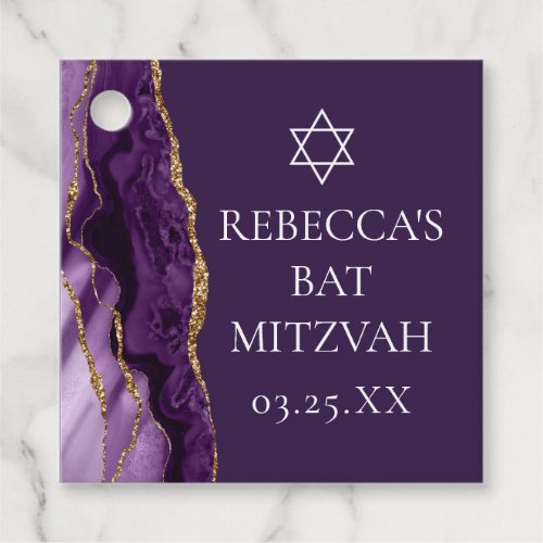Chic Purple Gold Agate Bat Mitzvah Party