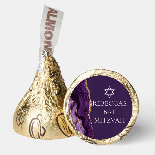 Chic Purple Gold Agate Bat Mitzvah Party Hershey®'s Kisses® (Front)