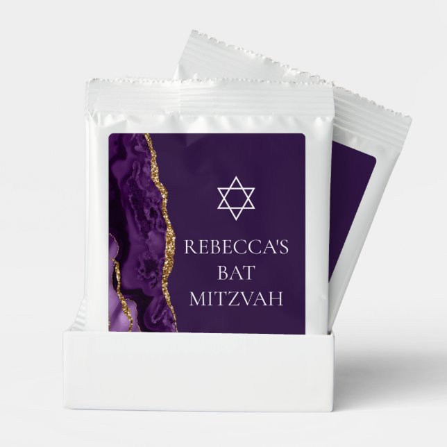 Chic Purple Gold Agate Bat Mitzvah Party Lemonade Drink Mix (Pair)