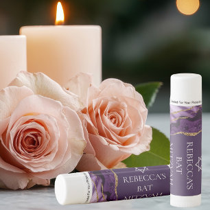 Chic Purple Gold Agate Bat Mitzvah Party Lip Balm