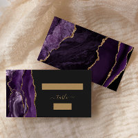 Chic Purple Gold Agate Dark Wedding Escort