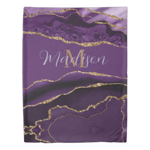 Chic Purple Gold Agate Glitter Trendy Duvet Cover