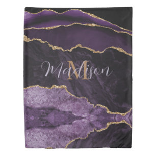 Chic Purple Gold Agate Glitter Trendy Duvet Cover