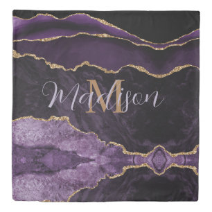 Chic Purple Gold Agate Glitter Trendy Duvet Cover