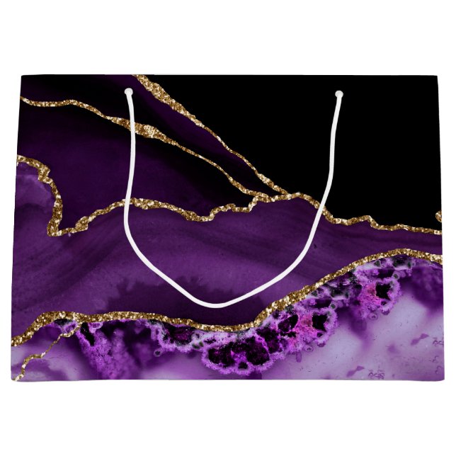 Chic purple Gold Agate Marble Gift Bag (Front)