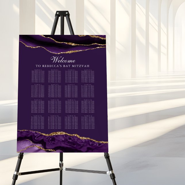Chic Purple Gold Agate Party Seating Chart Foam Board (Creator Uploaded)