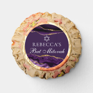 Chic Purple Gold Bat Mitzvah Party Personalized Reese's Peanut Butter Cups