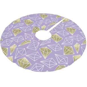 Chic Purple Gold Diamonds Christmas Brushed Polyester Tree Skirt