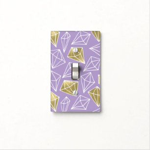 Chic Purple Gold Diamonds Christmas Light Switch Cover