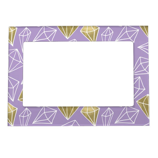 Chic Purple Gold Diamonds Christmas Magnetic Frame (Front)