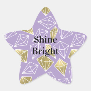 Chic Purple Gold Diamonds  Star Sticker